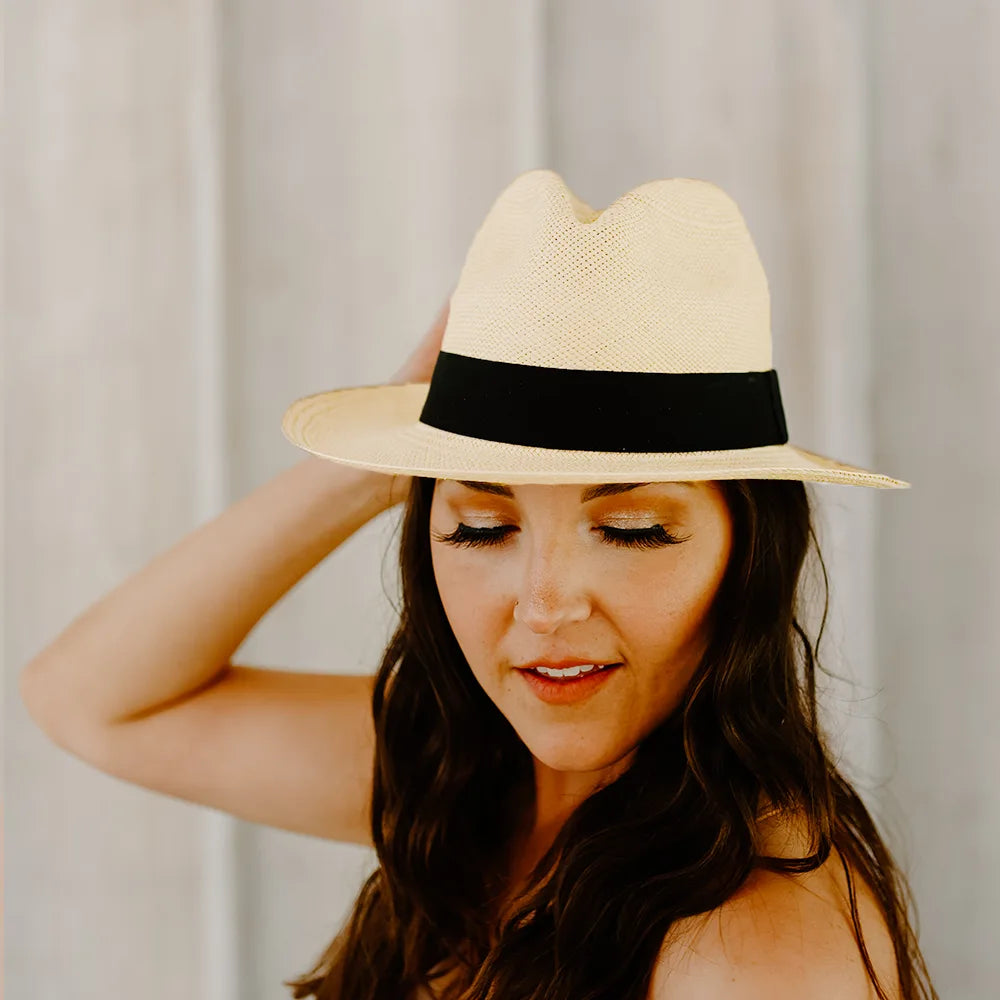 Havana | Womens Ivory Toyo Straw Panama Hat with Downturned Brim