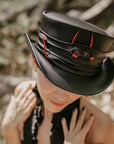 Marlow Lil Evil | Womens Leather Top Hat with Lil Evil Hat Band