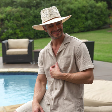 Mira | Mens Ivory Glazed Two Tone Toyo Straw Outback Hat