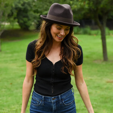 Pablo | Womens Brown Wool Felt Pinch Front Fedora Hat