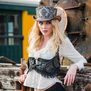Parlor | Womens Silver Genuine Leather Top Hat