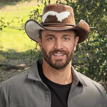 Pinto | Mens Brown Leather Cowboy Hat with Calf Accents
