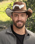 Pinto | Mens Leather Cowboy Hat with Calf Accents