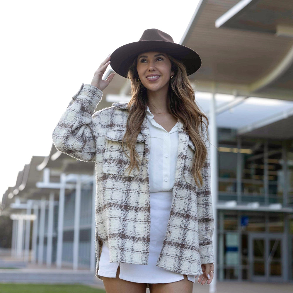 Rancher | Womens Brown Wide Brim Felt Fedora Hat