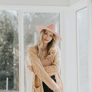 Rancher | Womens Cotton Candy Pink Wide Brim Felt Fedora Hat