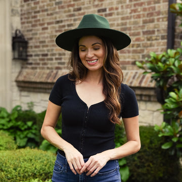 Rancher | Womens Olive Wide Brim Felt Fedora Hat