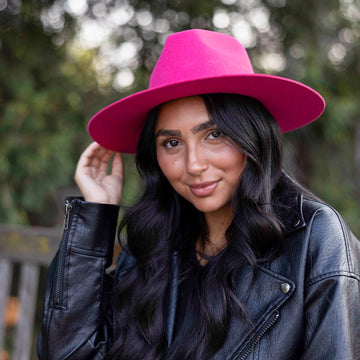 Rancher | Womens Pink Wide Brim Felt Fedora Hat
