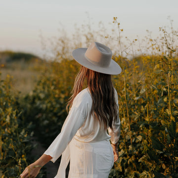 Rancher | Womens Sand Wide Brim Felt Fedora Hat