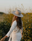 Rancher | Womens Sand Wide Brim Felt Fedora Hat