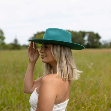 Rancher | Womens Teal Wide Brim Felt Fedora Hat