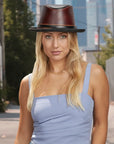 Rocky | Womens Leather Fedora Hat