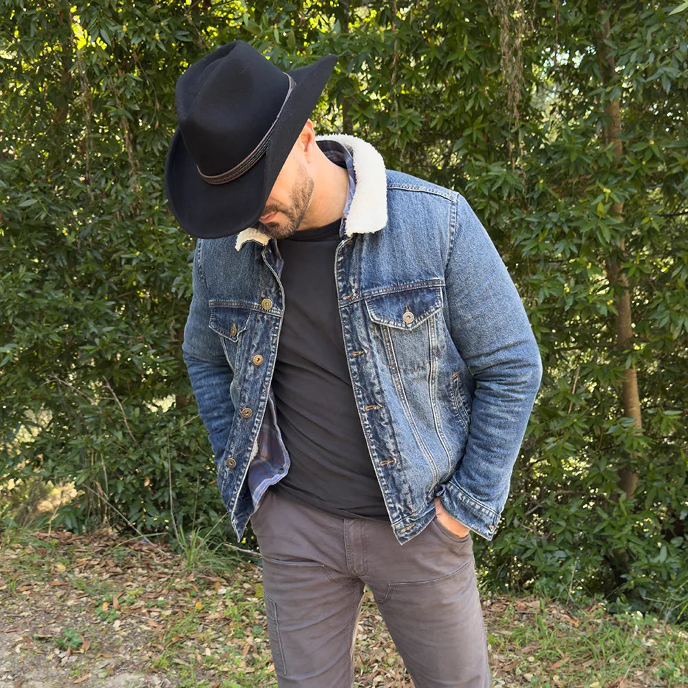 Showdown | Mens Black Wool Felt Crushable Western Outback Cowboy Hat