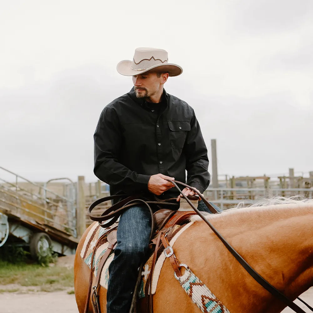 Sierra | Mens Latte Leather Cowboy Hat