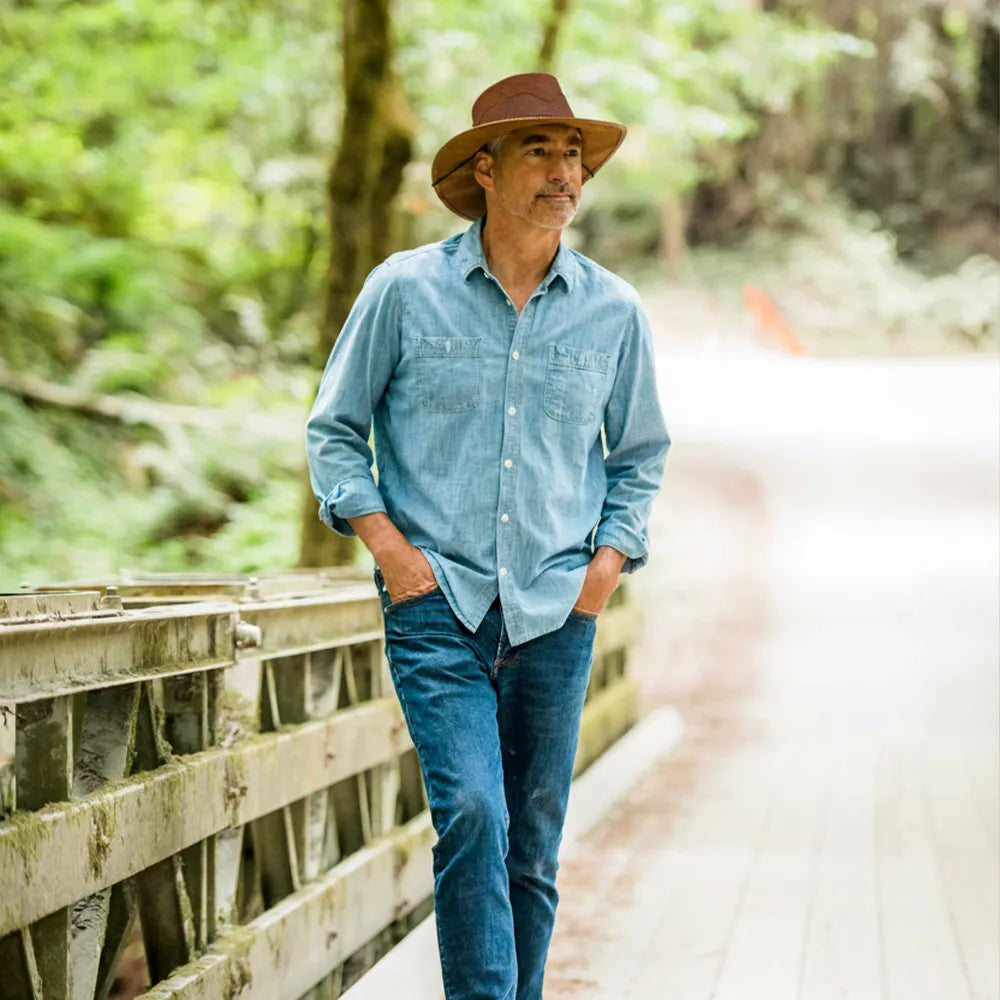 Sirocco | Mens Copper Wide Brim Sun Hat – American Hat Makers display picture 3