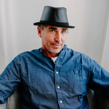 Soho | Mens Black Trilby Leather Fedora Hat