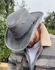 Stampede | Mens Cowhide Leather Cowboy Hat with Mesh Sides