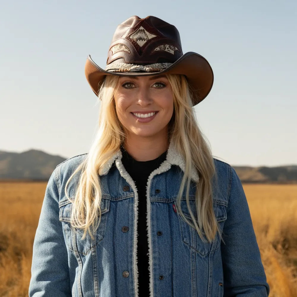 Storm | Womens Leather and Rattlesnake Cowgirl Hat