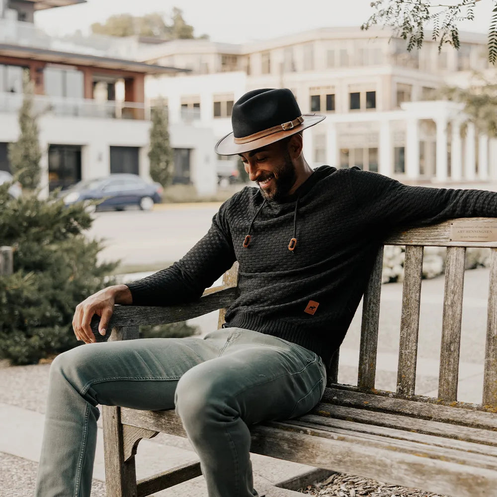 Summit | Mens Coal Felt Leather Fedora Hat