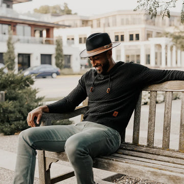 Summit | Mens Coal Felt Leather Fedora Hat