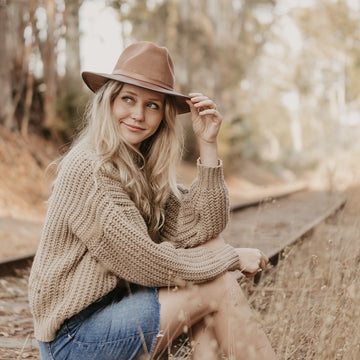 Summit | Womens Saddle Felt Leather Fedora Hat
