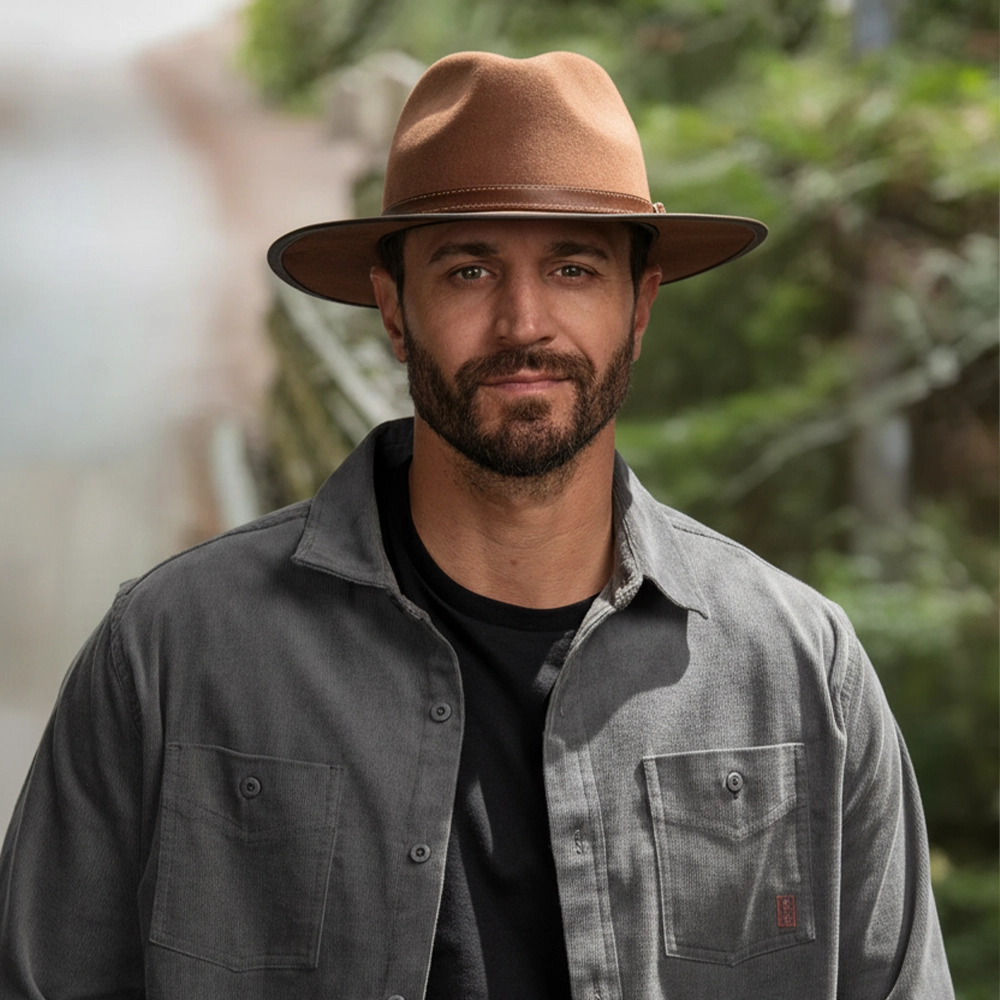 Summit | Mens Saddle Felt Leather Fedora Hat