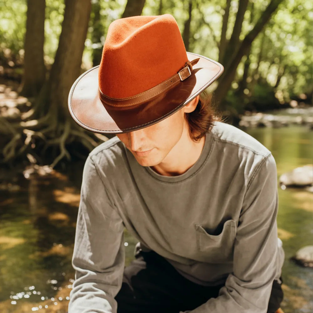 Summit | Mens Felt Leather Fedora Hat