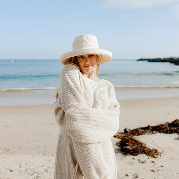Sunny | Womens Natural Cotton Wide Brim Sun Bucket Hat