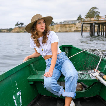Trevi | Womens Coffee Wide Brim Straw Sun Hat