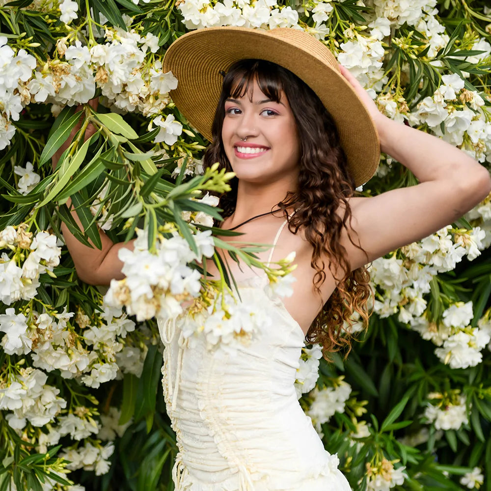 Trevi | Womens Toast Wide Brim Straw Sun Hat