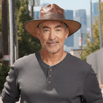 Unforgiven | Mens Brown Wide Brim Bison Leather Outback Hat