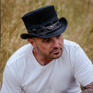 Vector | Mens Black Leather Top Hat