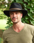 Zion | Mens Black Crushable Wool Felt Outback Hat