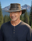 Bison | Mens Bison Leather Packable Outback Hat