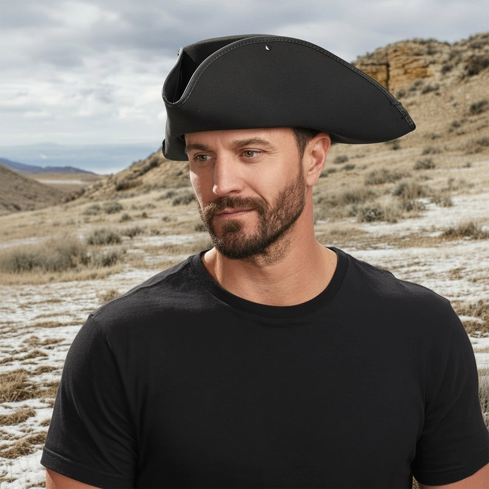 Blackbeard | Mens Tricorne Leather Pirate Hat