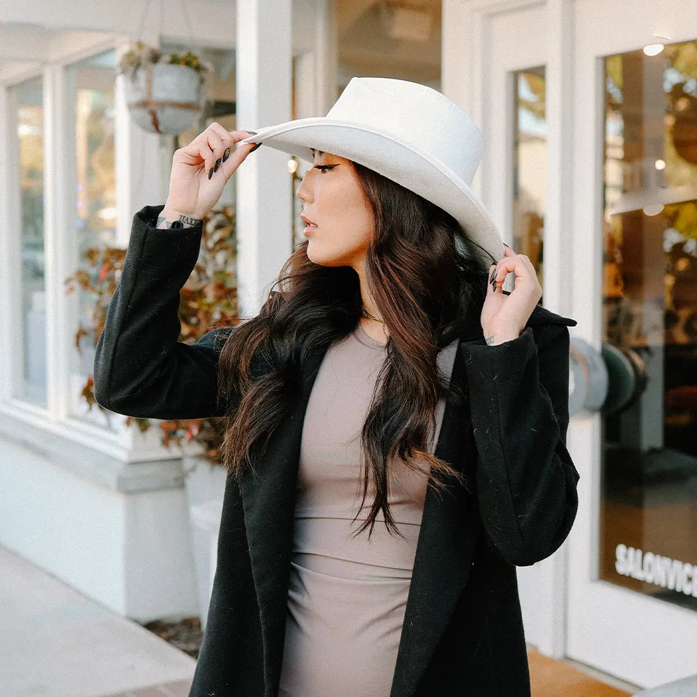 Blizzard | Womens White Leather Cowgirl Hat