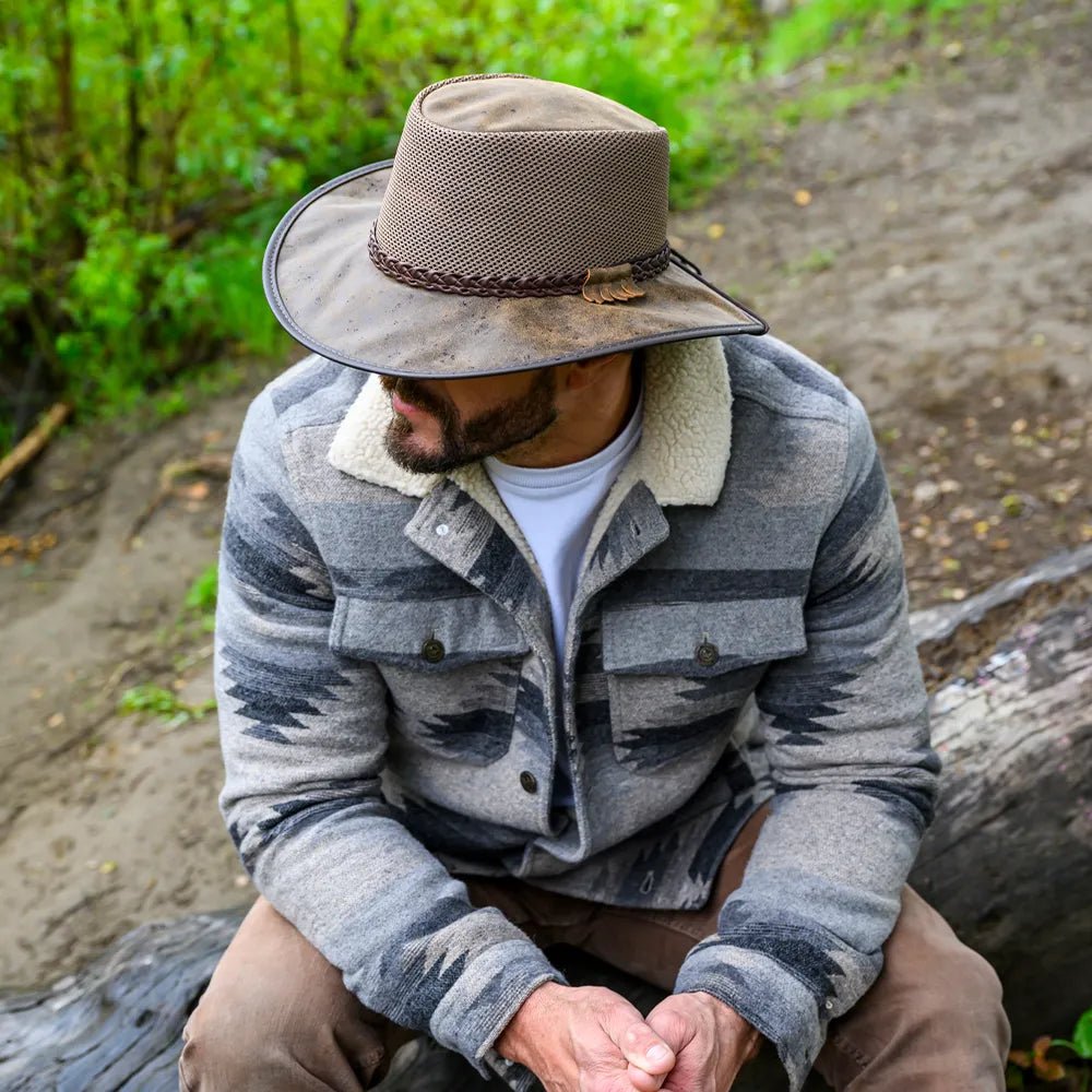Breeze | Mens Bomber Brown Wide Brim Sun Hat – American Hat Makers