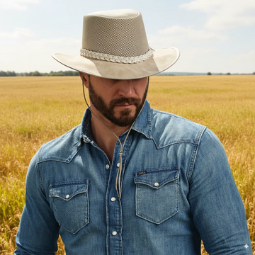Breeze | Mens Latte Suede Wide Brim Sun Hat