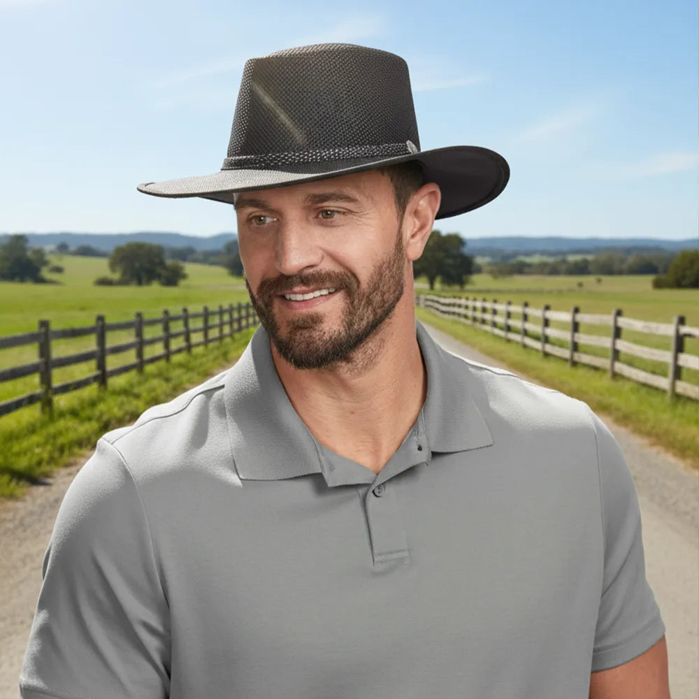 Cabana | Mens Black Breathable Wide Brim Sun Hat