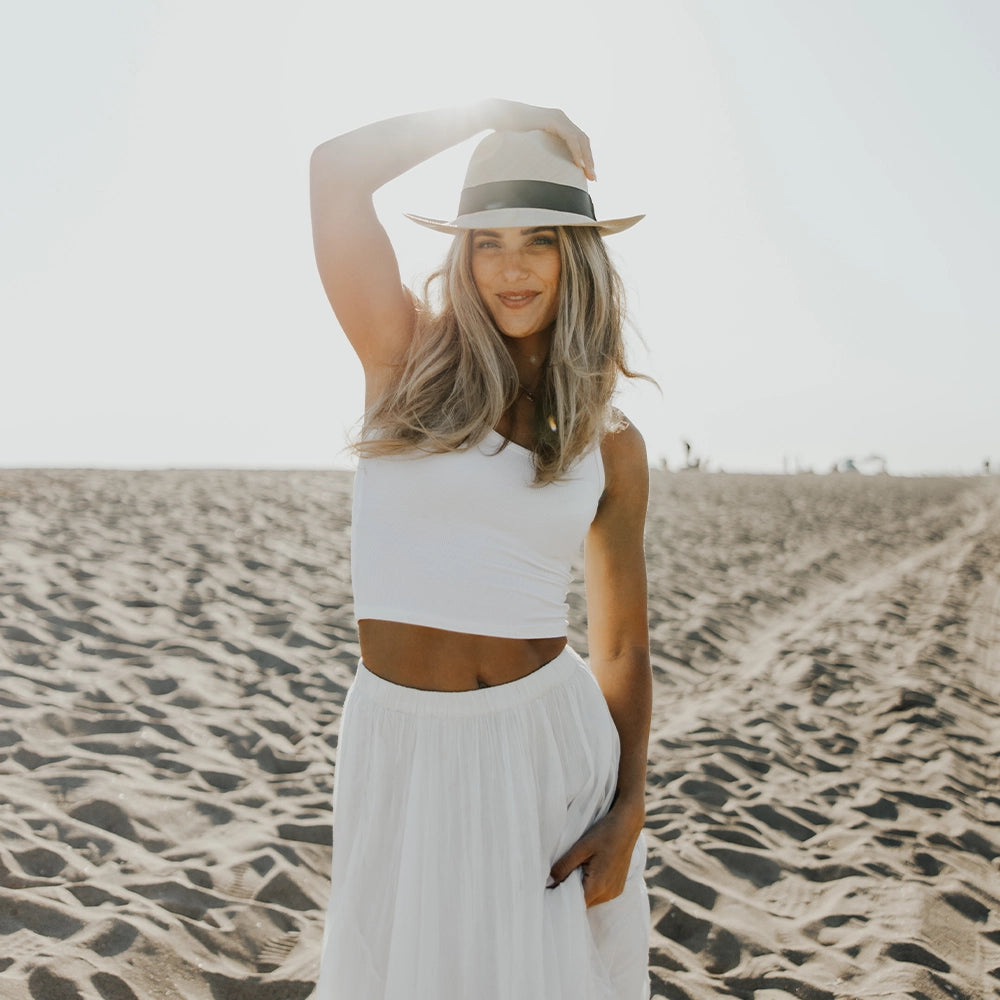 Caracas | Womens Natural Genuine Panama Fedora Hat