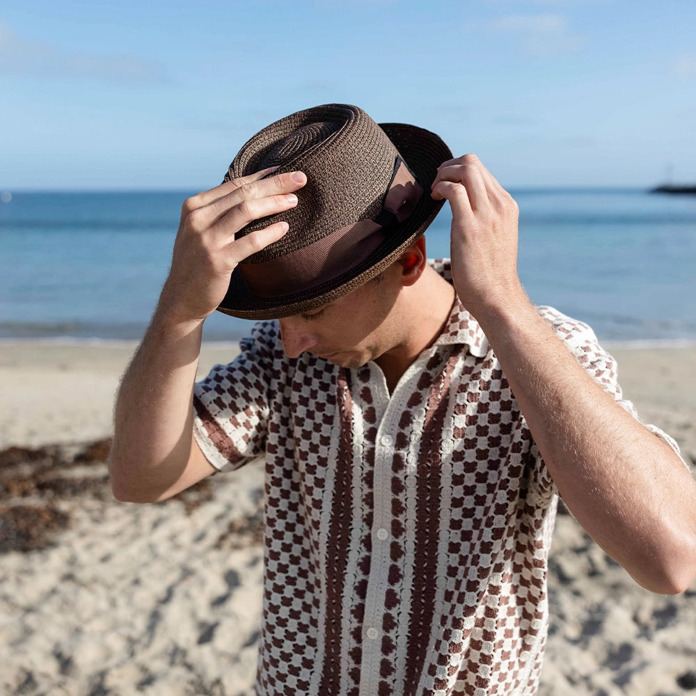 Coronado | Mens Brown Straw Fedora Hat