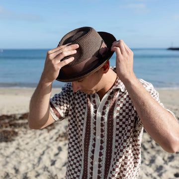Coronado | Mens Brown Straw Fedora Hat
