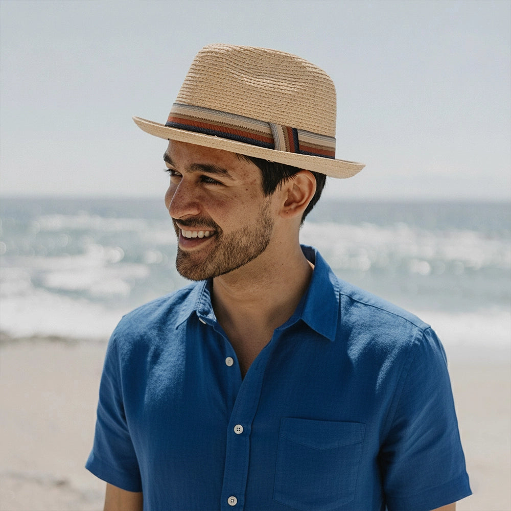Cortez | Mens Natural Paper Braid Straw Pork Pie Hat