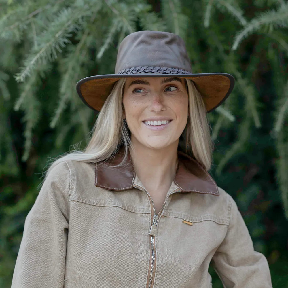 Crusher | Womens Leather Crushable Outback Hat