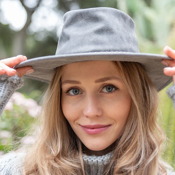 Crusher | Womens Bomber Gray Leather Crushable Outback Hat