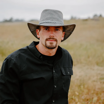 Crusher | Mens Bomber Gray Crushable Leather Outback Hat