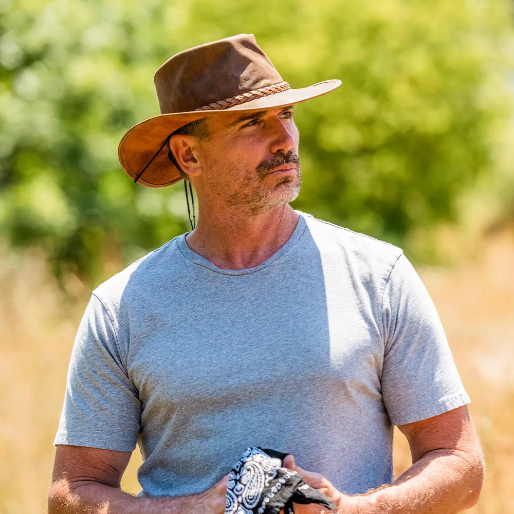 Crusher | Mens Copper Crushable Leather Outback Hat