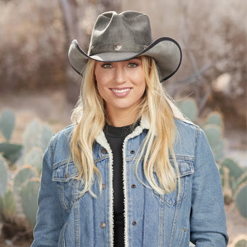 Cyclone | Womens Asphalt Leather Cowgirl Hat