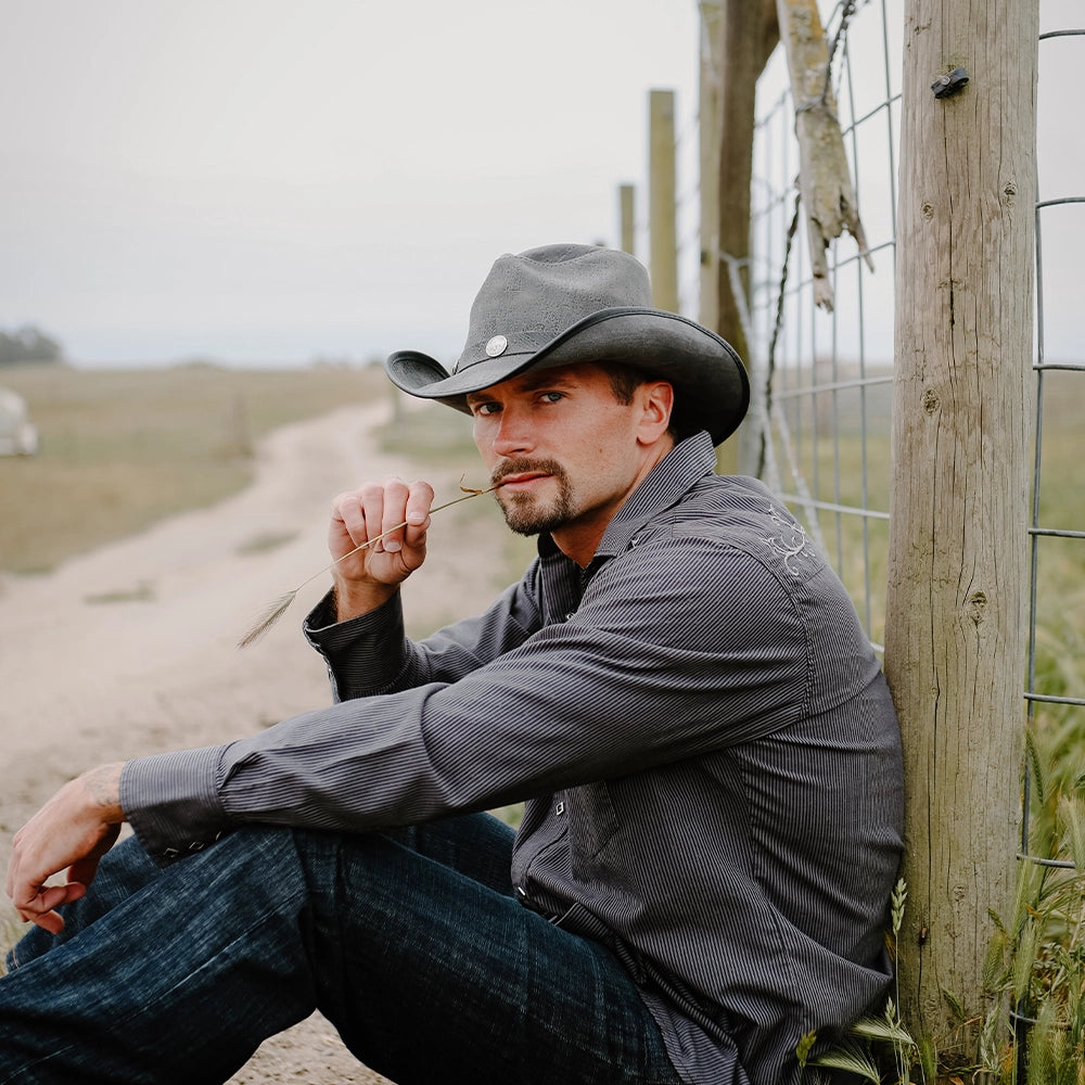 Cyclone | Mens Asphalt Leather Cowboy Hat