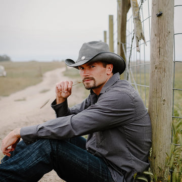 Cyclone | Mens Asphalt Leather Cowboy Hat