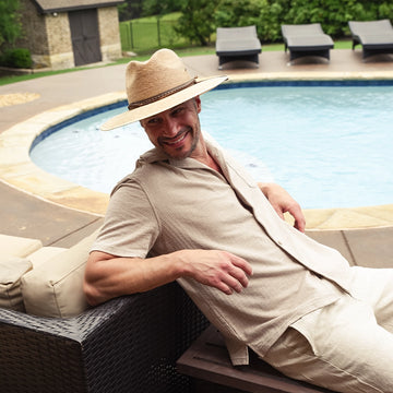 Falcon | Mens Tan Fine Mexican Palm Wide Brim Straw Sun Hat